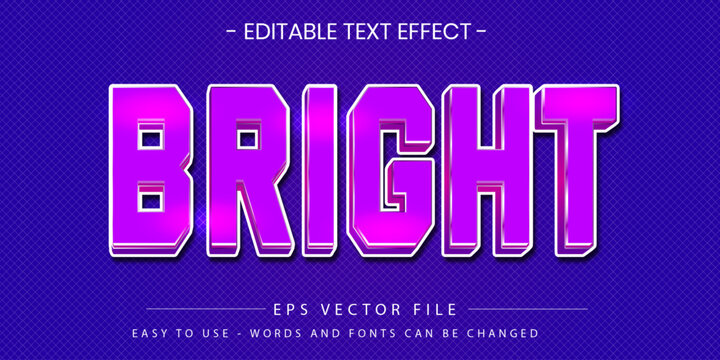 Bright Text Effect with Purple and Pink Glossy Style