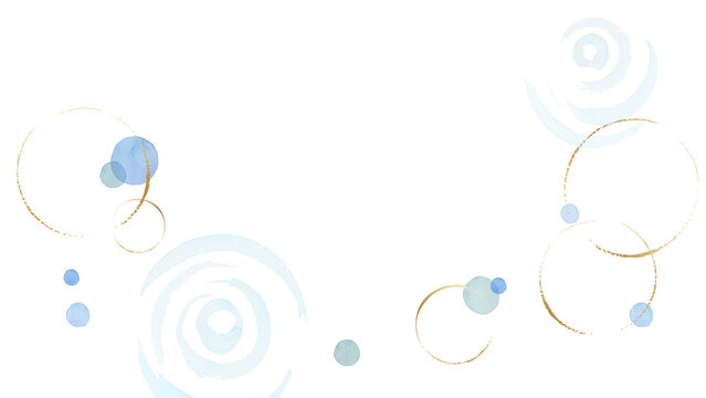 Watercolor water ripples background with gold circles, ripples on the water surface, Japanese style summer background.-300dpi-	