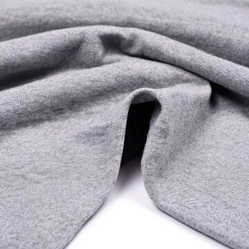 Cotton jersey knit, t-shirt fabric macro, fine stretchy loop structure, heather grey