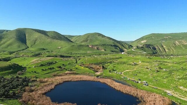 A pond at Birket al Ara&rsquo;is from the extreme northwestern part of Jordan (tourism in Jordan - Irbid)