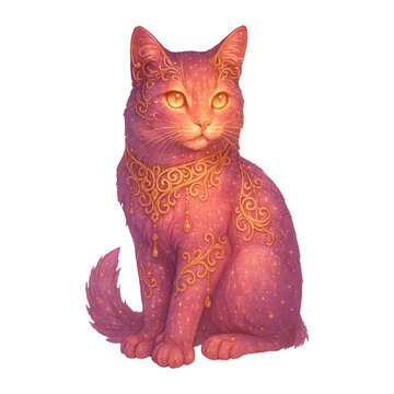 PNG Mystical cat with ornate patterns.
