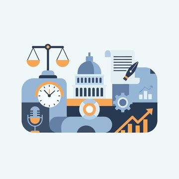 Justice law and government icons combined.