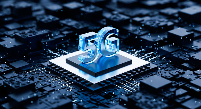 Illustrative representation of 5g connectivity on a central processing unit, symbolizing ultra-fast mobile network and future technological advancements.