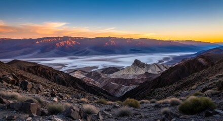 Obraz premium Death Valleys Zabriskie Point at Sunrise - A Desert Landscape.