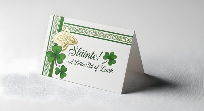Slainte Irish Greeting Card with Shamrocks and Knots