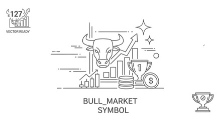 Bull market symbol illustration showing financial growth and success concept