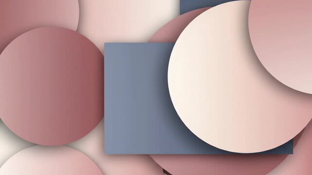 Abstract geometric pattern with overlapping circles and blue square