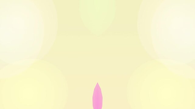 A delicate pink leaf centered on a soft yellow background, viewed from directly above.