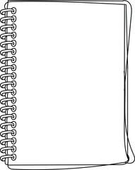Black outline of a spiral bound notebook page border