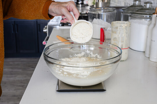 Making sourdough bread
