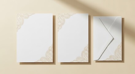 Chic blank stationery collection featuring decorative lace corners, ideal for special occasions
