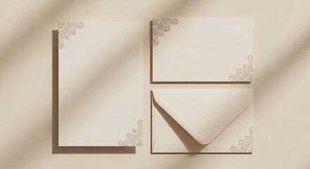 Refined custom stationery collection showcasing elegant floral patterns under gentle natural lighting for events