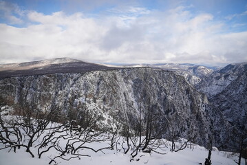 Wide shot of Snowy mountains in Colorado