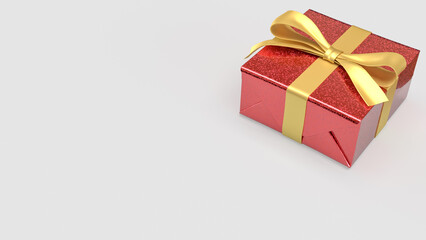 Obraz premium Luxury Red Gift Box with Gold Ribbon on White Background 3d render.