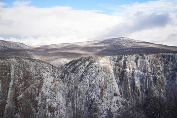 Snowy mountains and canyon in Colorado