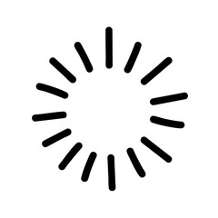 Obraz premium Simple black sunburst icon on white background.