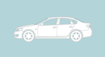 Clean vector illustration of a sedan automobile on a solid background