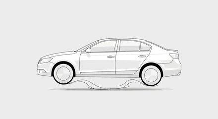 Fototapeta premium Clean vector illustration of a sedan car floating above the ground in motion