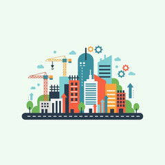 Obraz premium Colorful City Buildings and Construction.