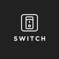 Minimalist Power Switch Icon, On/Off Toggle Button Graphic on Dark Background