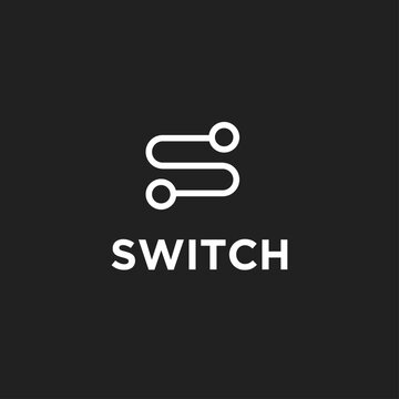 Minimalist Switch Logo with Abstract S Shape and Connection Points