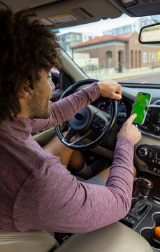 Black man Hand touch screen in Car mobile phone 