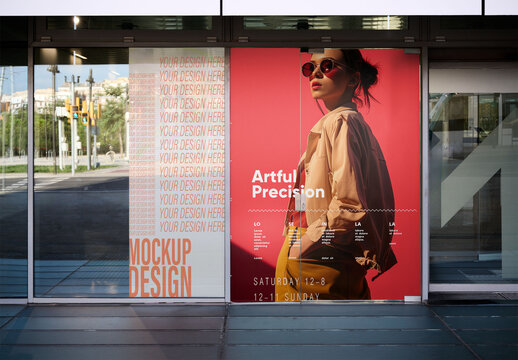 Entrance window door vinyls mockup