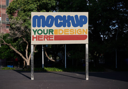 Real photo shows Public Post-And-Panel Sign Mockup