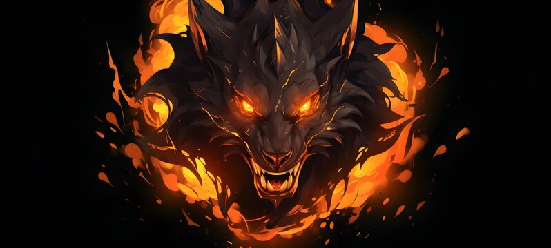 fenrir ifrit vector illustration t-shirt design,generative AI