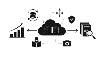 Fototapeta premium Cloud Data Integration System with for Growth Security and Learning (27