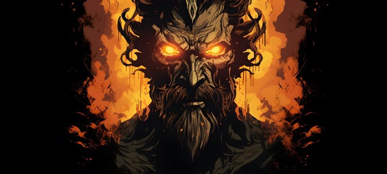 ifrit undead vector illustration t-shirt design,generative AI
