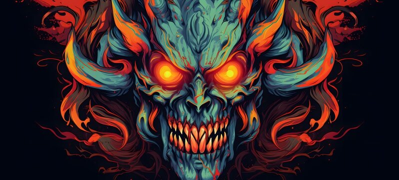 ifrit undead vector illustration t-shirt design,generative AI