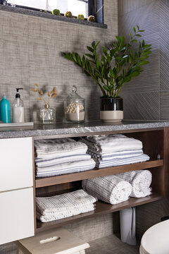 Residential Home bathroom vanity with towel