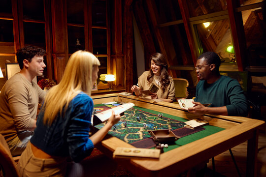 People gathered for a board game session