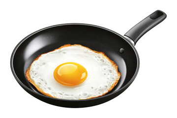 Perfectly cooked sunny side up fried egg sizzling hot inside a modern black nonstick frying pan ready for breakfast or brunch service&nbsp;