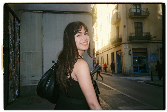 Sunny City Street Woman Smile