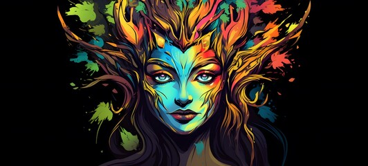 treants dryad vector illustration t-shirt design ,generative AI
