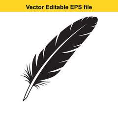 Obraz premium Black Feather Silhouette Icon Isolated on White Background