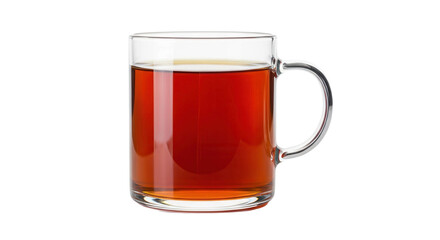 Clear glass mug filled with dark amber tea