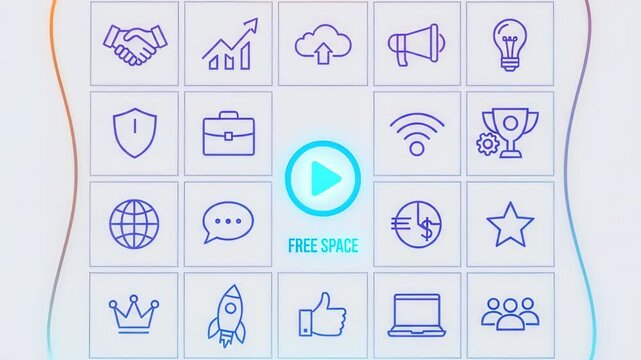 Business icon set featuring handshake growth chart cloud upload megaphone light bulb for business growth and digital communication interface icons