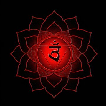Red Chakra Art Fiery Muladhara Energy Symbol