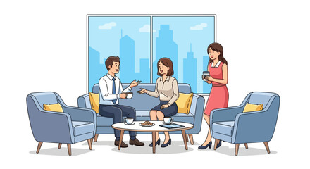 Happy Colleagues Coffee Break Conversation