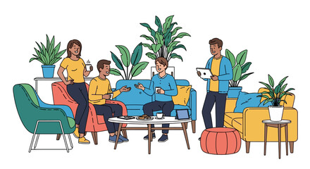 Happy Colleagues Coffee Break Conversation