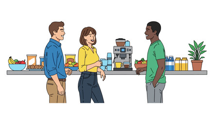 Happy Colleagues Coffee Break Office Pantry