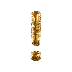 Naklejka premium Gold Foil Balloon Exclamation Point On Transparent Background For Celebration, Party, And Luxury Decor