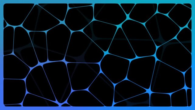 Abstract Cyberpunk Voronoi Network Background with Blue Glowing Lines Loop