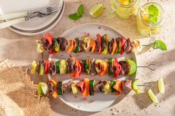 Tasty grilled skewer as a summer dinner.