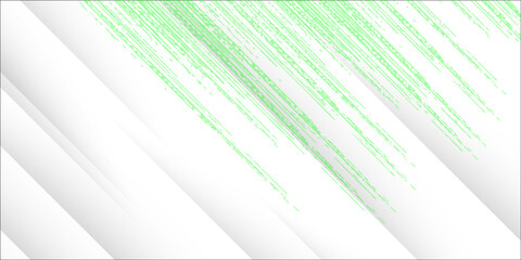 Abstract Minimalist White Background with Dynamic Green Diagonal Lines and Paper Shadow Layers. vector illustration