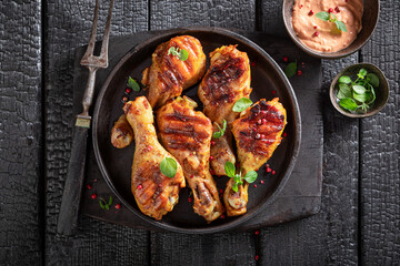 Tasty grilled chicken leg like popular grilled dishes.