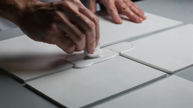 Medium shot capturing the smooth application of matte waterbased coating on diecut covers emphasizing a nonreflective elegant texture with subtle sophistication.
